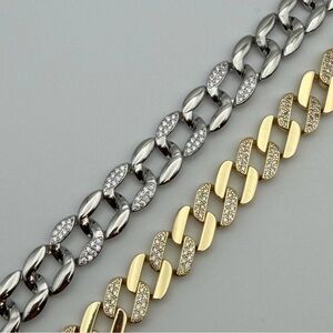 Gold Filled Pave Curb Link Bracelet NWT